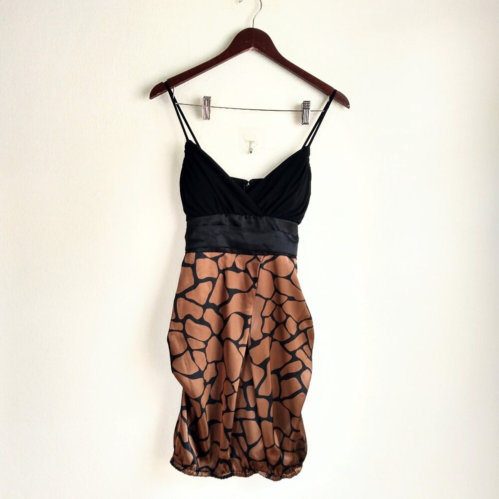 Wishes Wishes Wishes brown pattern bow tie cocktail dress